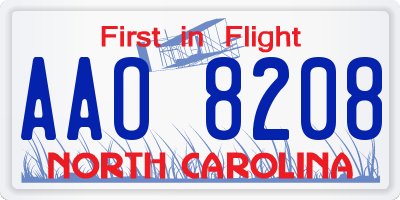 NC license plate AAO8208