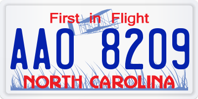 NC license plate AAO8209