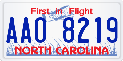 NC license plate AAO8219