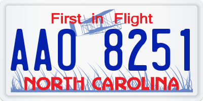 NC license plate AAO8251