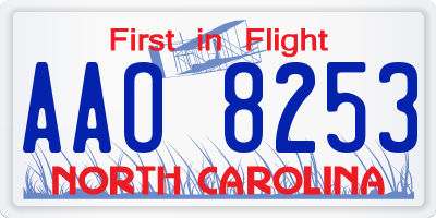 NC license plate AAO8253