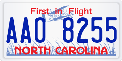 NC license plate AAO8255
