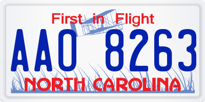 NC license plate AAO8263
