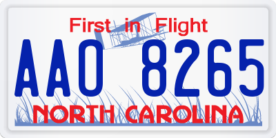 NC license plate AAO8265