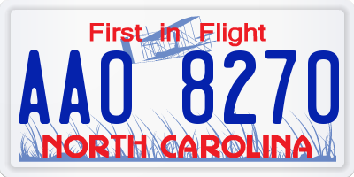 NC license plate AAO8270