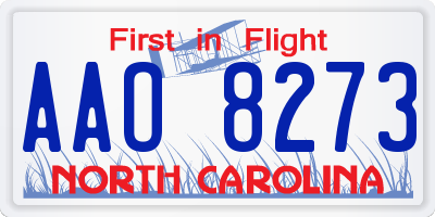 NC license plate AAO8273