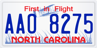 NC license plate AAO8275