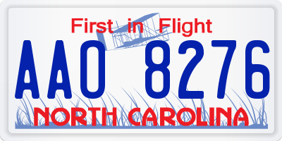 NC license plate AAO8276