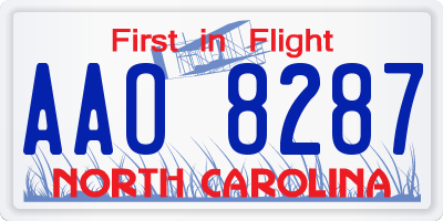 NC license plate AAO8287