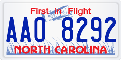 NC license plate AAO8292