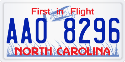 NC license plate AAO8296