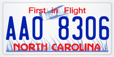 NC license plate AAO8306