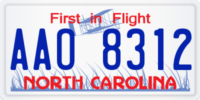 NC license plate AAO8312