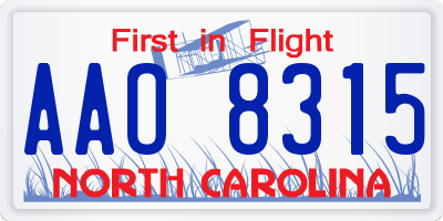 NC license plate AAO8315