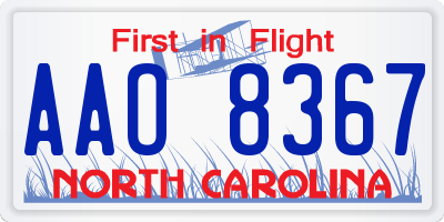 NC license plate AAO8367