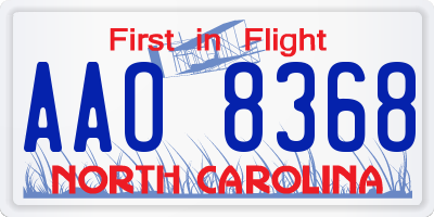 NC license plate AAO8368