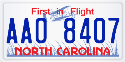 NC license plate AAO8407