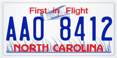 NC license plate AAO8412
