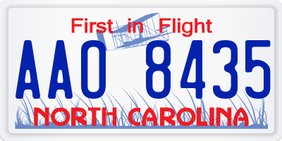 NC license plate AAO8435