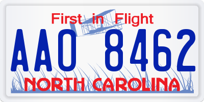 NC license plate AAO8462