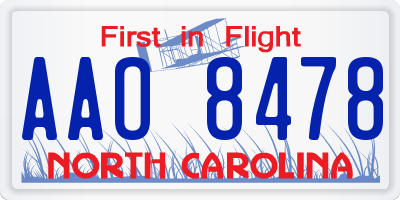 NC license plate AAO8478