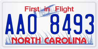 NC license plate AAO8493