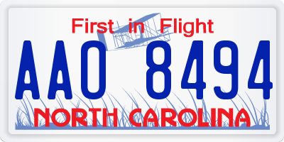 NC license plate AAO8494