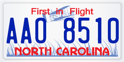 NC license plate AAO8510