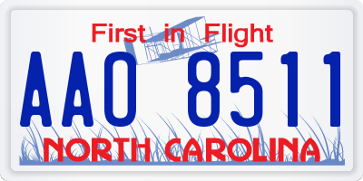 NC license plate AAO8511