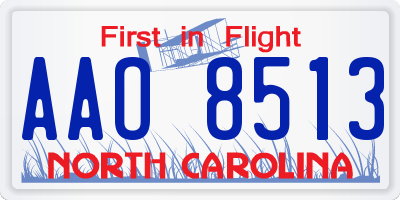 NC license plate AAO8513