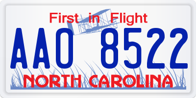 NC license plate AAO8522