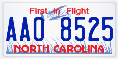 NC license plate AAO8525