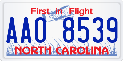 NC license plate AAO8539