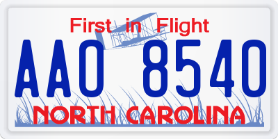 NC license plate AAO8540