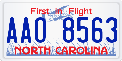 NC license plate AAO8563