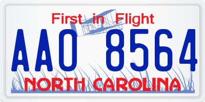 NC license plate AAO8564