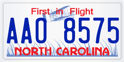 NC license plate AAO8575
