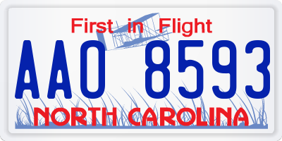 NC license plate AAO8593