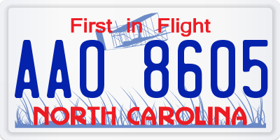 NC license plate AAO8605