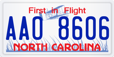 NC license plate AAO8606