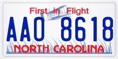 NC license plate AAO8618