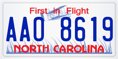 NC license plate AAO8619