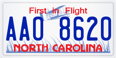 NC license plate AAO8620