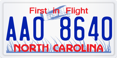NC license plate AAO8640