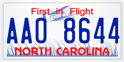 NC license plate AAO8644