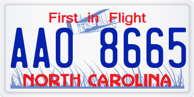 NC license plate AAO8665