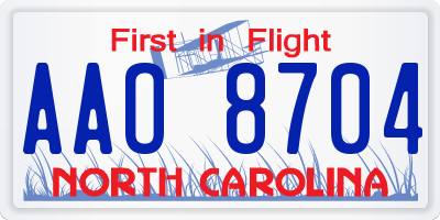 NC license plate AAO8704