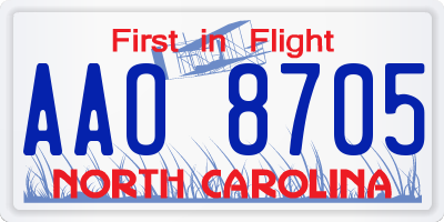 NC license plate AAO8705