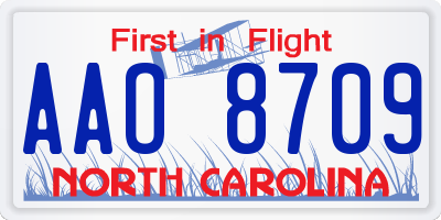 NC license plate AAO8709