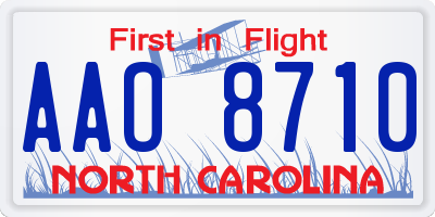 NC license plate AAO8710